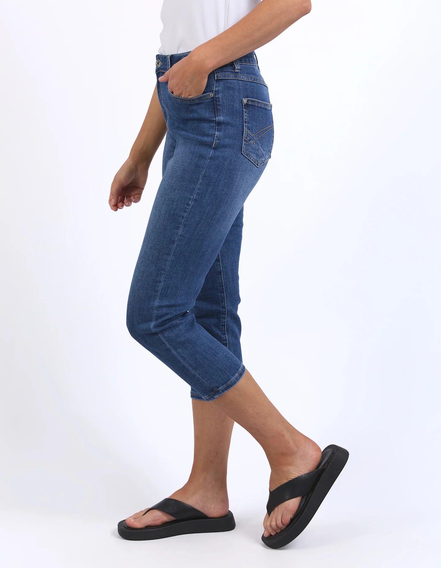 The Blue Mollie Capri Jean by Elm is available at Rawspice Boutique.