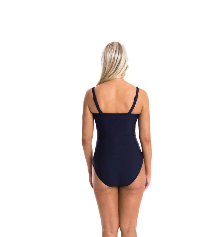 The Navy Textured Bandeau One Piece by TOGS is available at Rawspice Boutique.