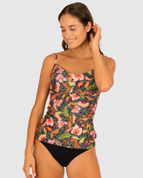 The Black Nomad Summer D/E Underwire Singlet Tankini Top by BAKU is currently available at Rawspice Boutique.