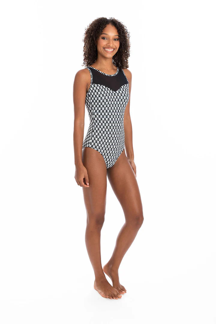 The Odessa Mesh High Neck One Piece by TOGS is available at Rawspice Boutique.