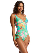 The Jade Tropica Drawstring Side One Piece by Seafolly is available at Rawspice Boutique.  