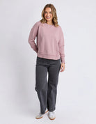 Women's Osbourne Crew sweatshirt in soft 100% cotton with front and back seam detailing, curved hem, and relaxed fit for everyday casual wear.