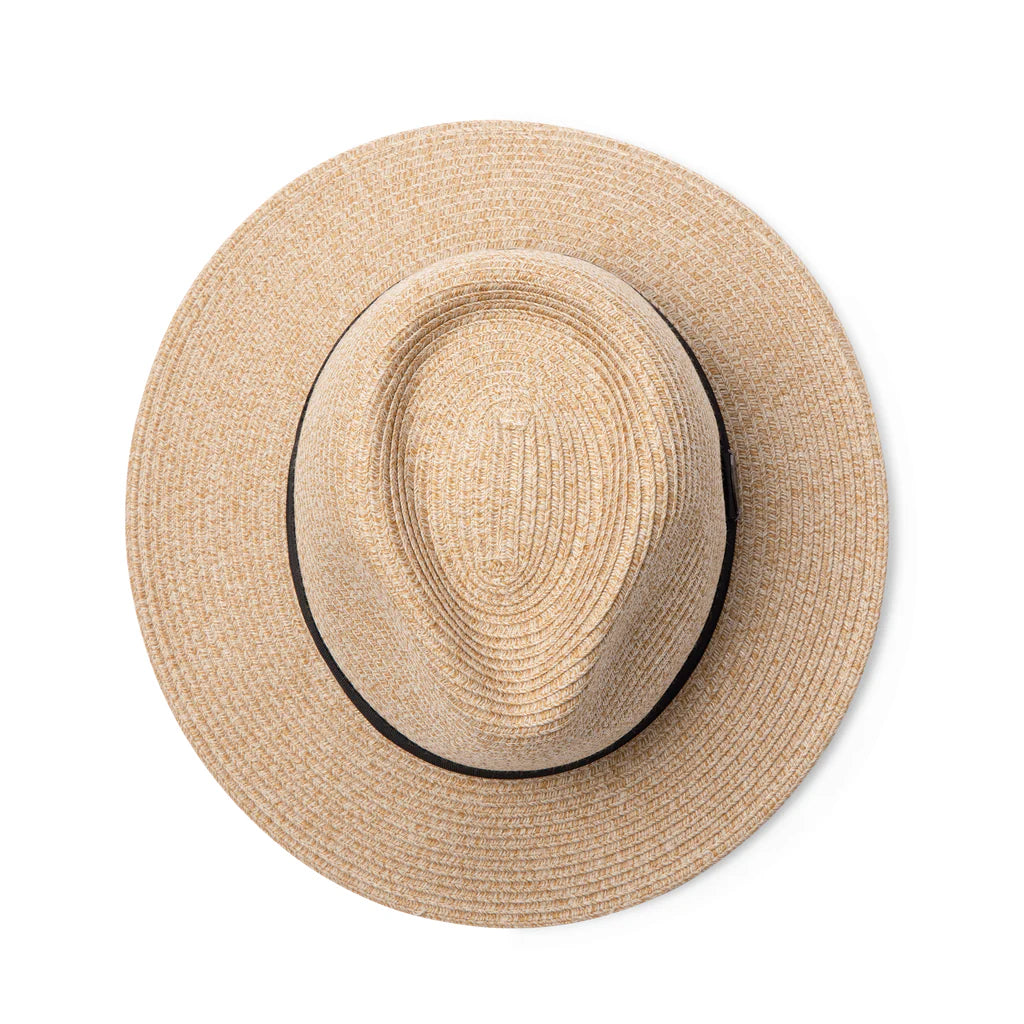 “Pana-Mate Flexibraid® fedora hat in a natural straw tone, featuring a structured pinched crown and a smooth, medium-width brim.”