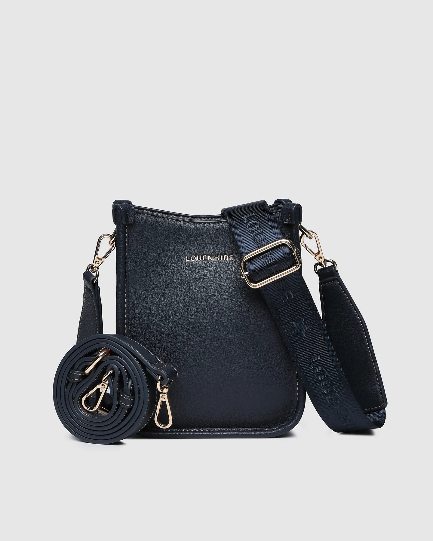 The Black Parker Phone Crossbody Bag for travelling by LOUENHIDE front view