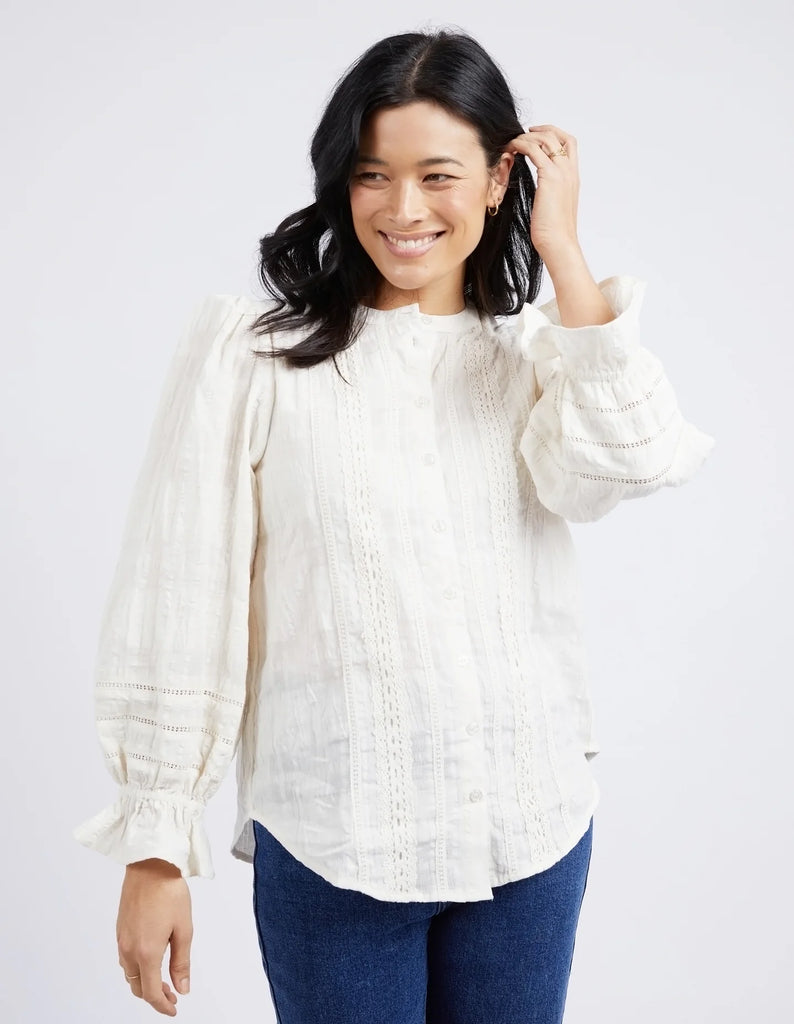 The Pearl Fennel Shirt by Elm is currently available at Rawspice Boutique.