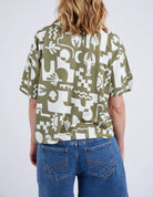 The Khaki And Cream Print Postcard Tee by Elm is available at Rawspice Boutique.