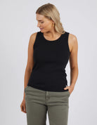 The Black Rib Crew Tank by Elm is currently available for Rawspice Boutique.