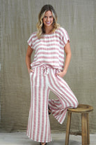 The Rose Pink & White Stripes Carina Box Top by Rustic Linen is available at Rawspice Boutique.