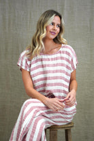 The Rose Pink & White Stripes Carina Box Top by Rustic Linen is available at Rawspice Boutique.