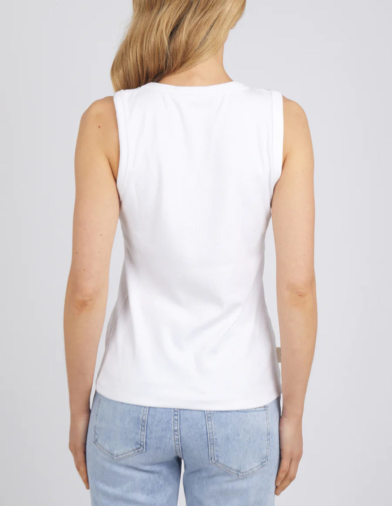 The White Sadie Rib Tank BY FOXWOOD is currently available at Rawspice Boutique.
