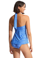 The Azure Seychelles Sash Tie Singlet by Seafolly is currently available at Rawspice Boutique.