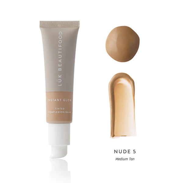 The Nude 5 - Medium Tan Instant Glow Skin Tint by Luk Beautifood is currently available at Rawspice Boutique.