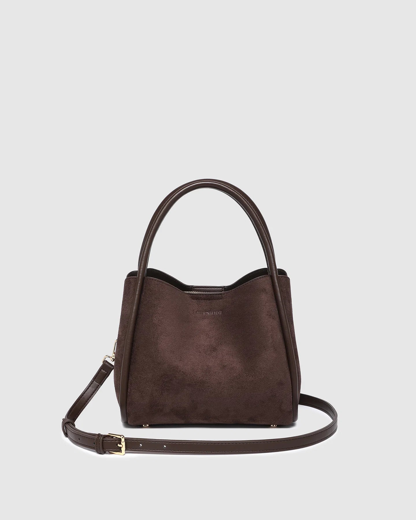 Steffie Suedette Mini Tote Bag available in Chocolate and Honey, featuring a compact tote design and soft textured finish.