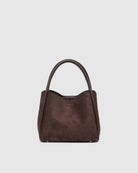 Steffie Suedette Mini Tote Bag available in Chocolate and Honey, featuring a compact tote design and soft textured finish.