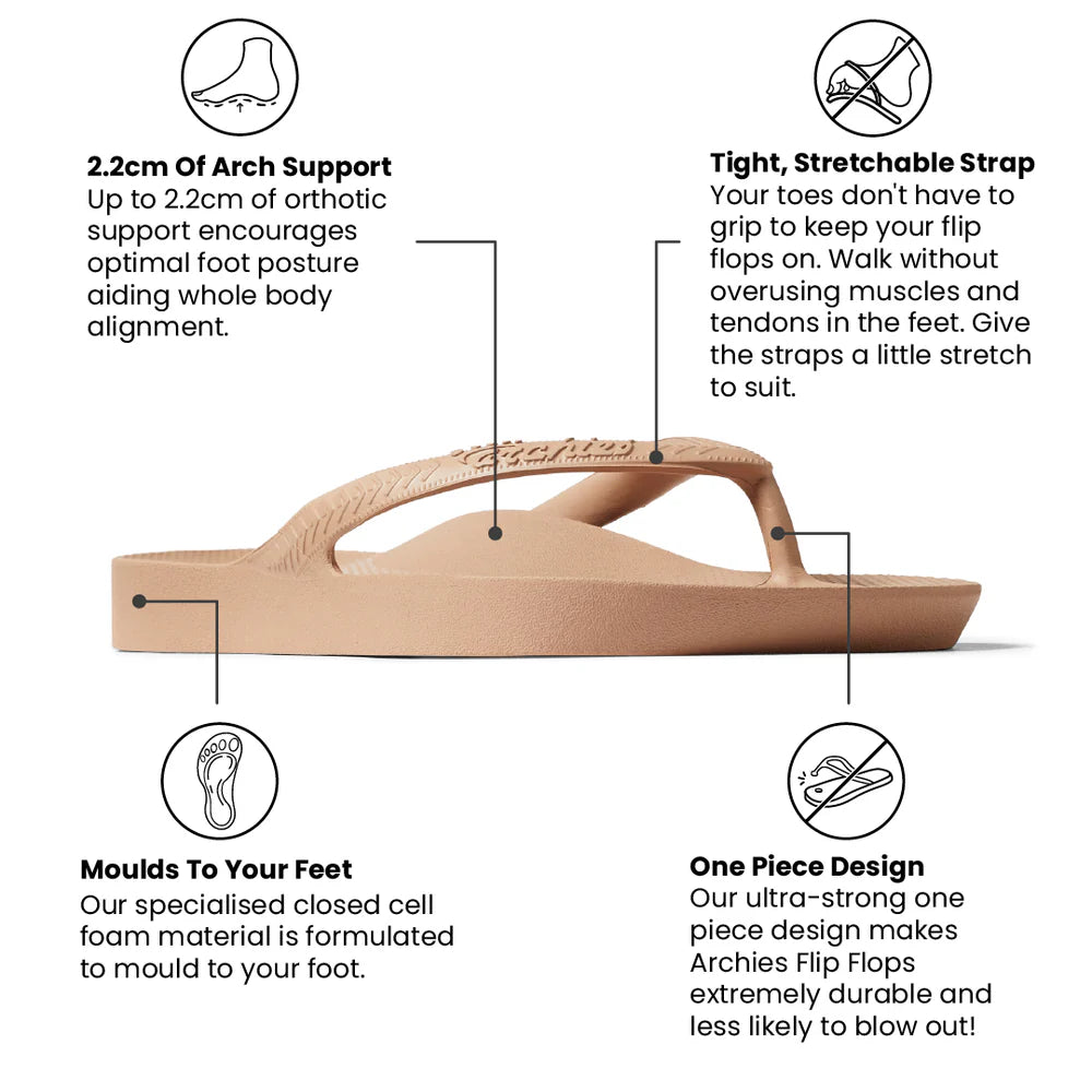 The Tan Arch Support Thong by Archies is available at Rawspice Boutique.