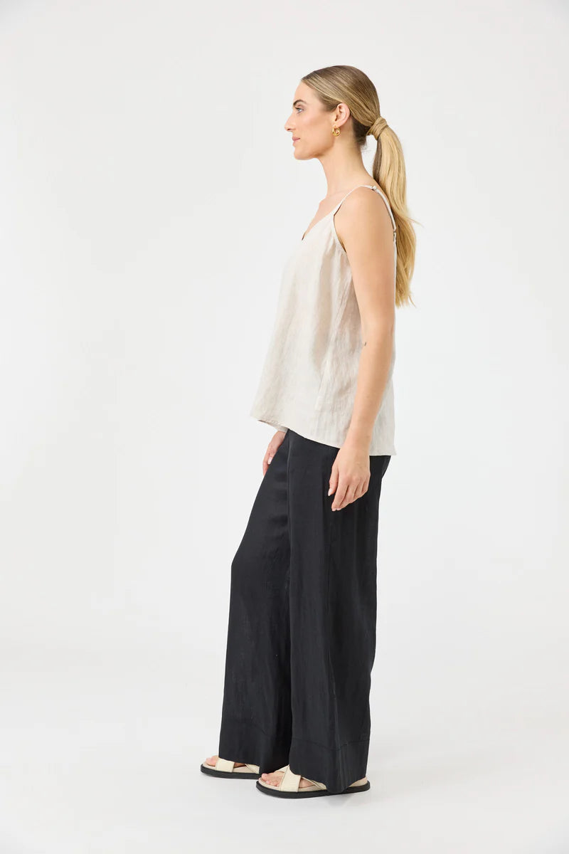 Studio Tank in tusk with square V-neck, adjustable straps, relaxed fit, and soft hem in a lightweight fabric.