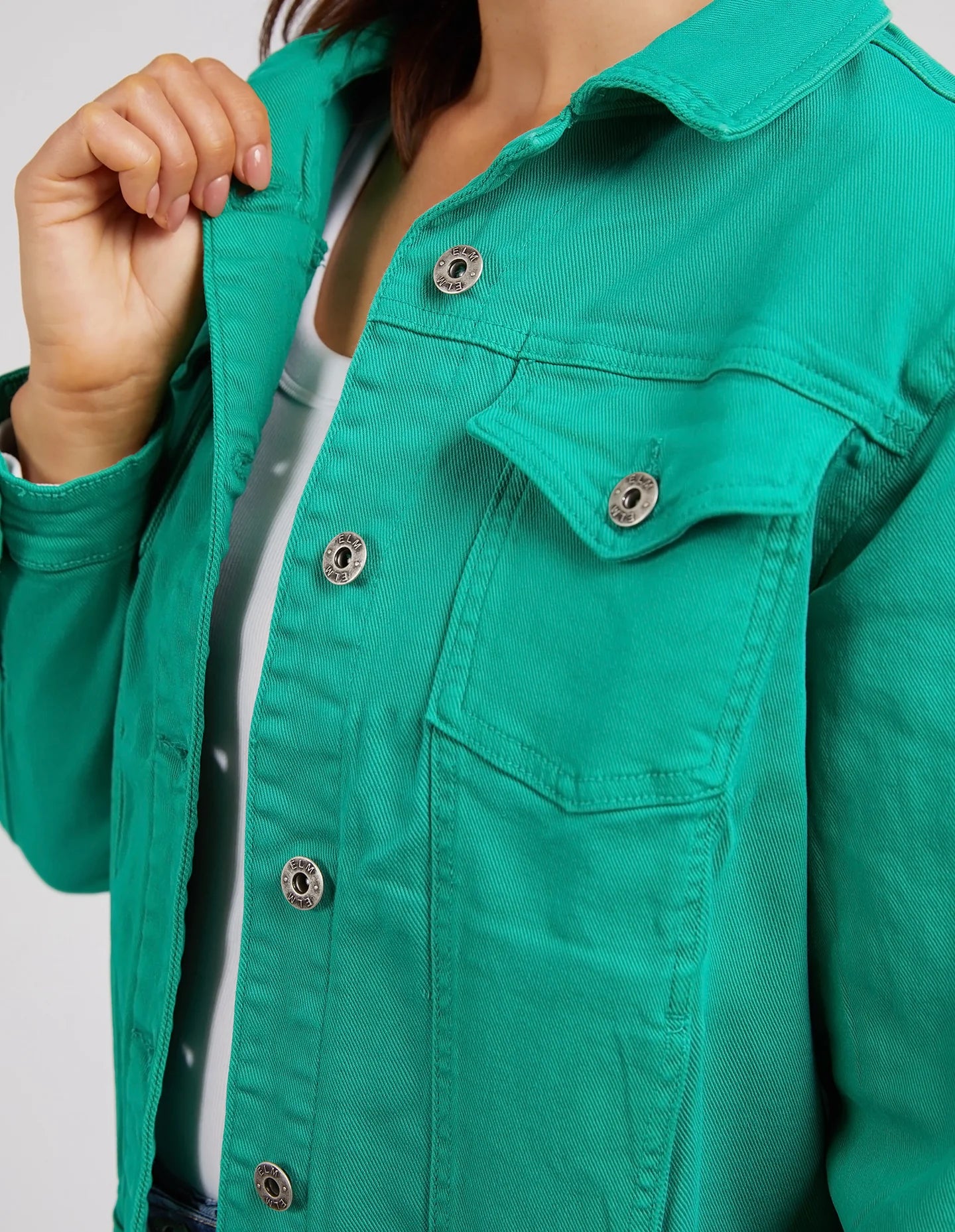 The Goodness Green Tilly Jacket by Elm Clothing is available at Rawspice Boutique.