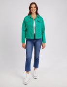 The Goodness Green Tilly Jacket by Elm Clothing is available at Rawspice Boutique.