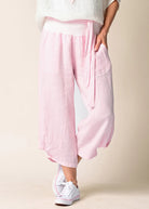 The Soft Pink Addison Linen Pants by MIRRA MIRRA by IMAGINE FASHION are available at Rawspice Boutique.