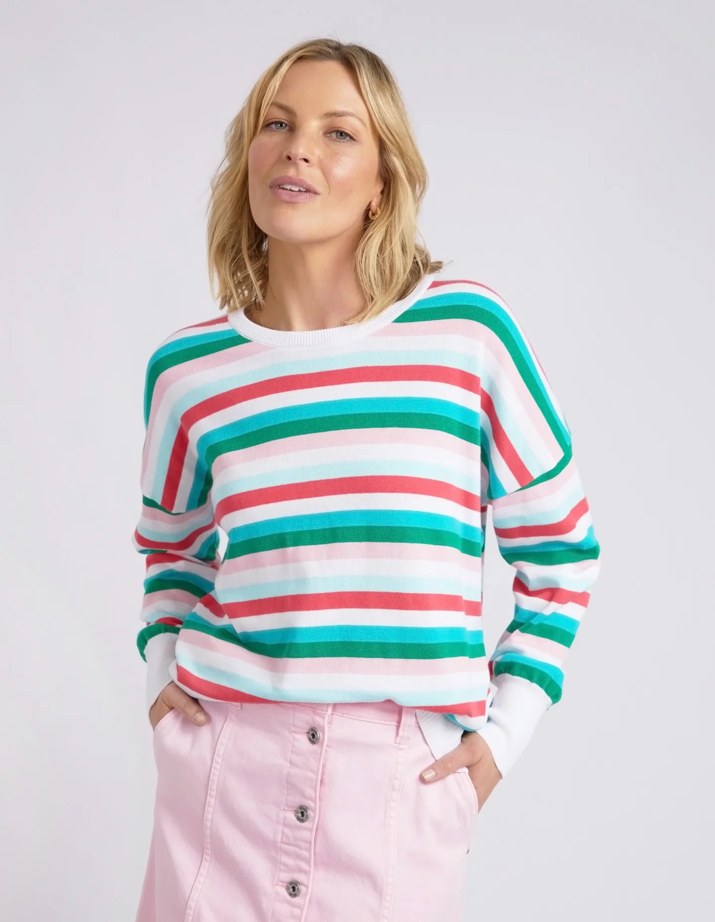 The Multicoloured Stripe Universe Knit by Elm Clothing is available at Rawspice Boutique.