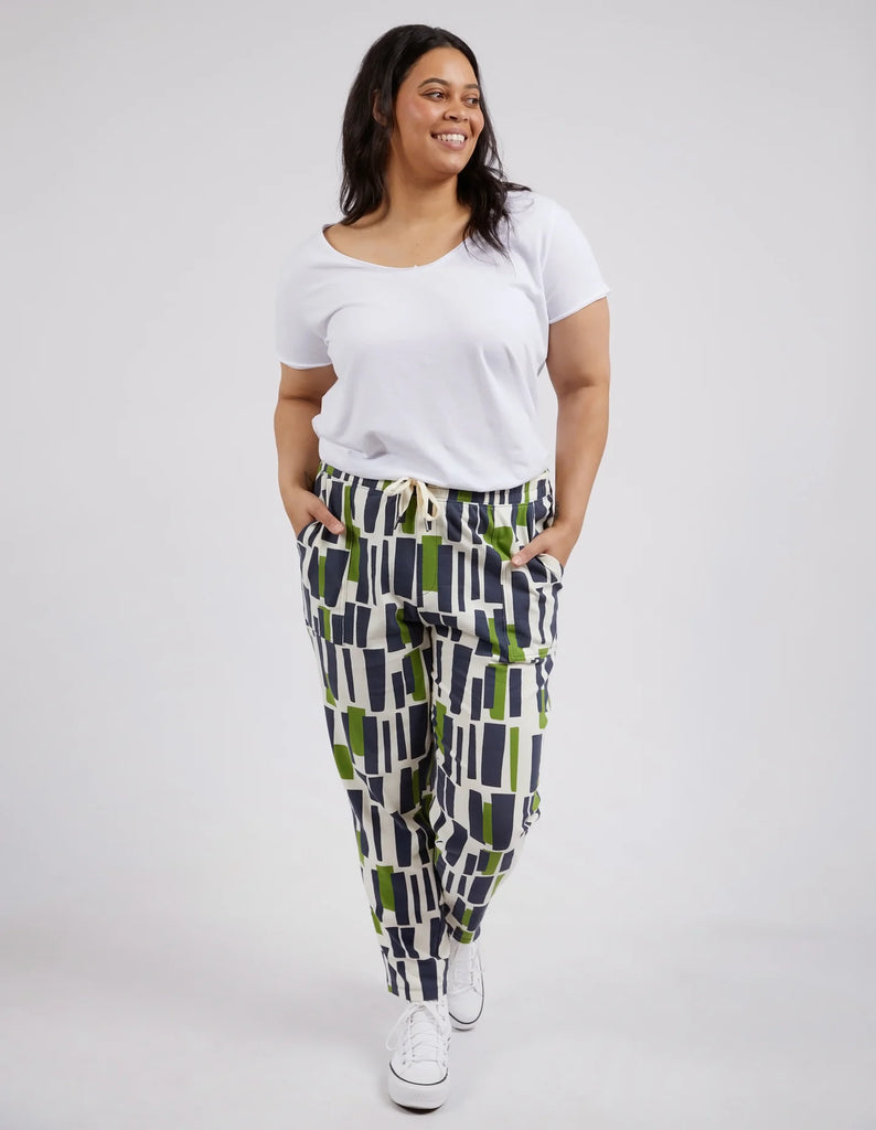 The Valley Geo Print Valley Lounge Pant by Elm is currently available at Rawspice Boutique.