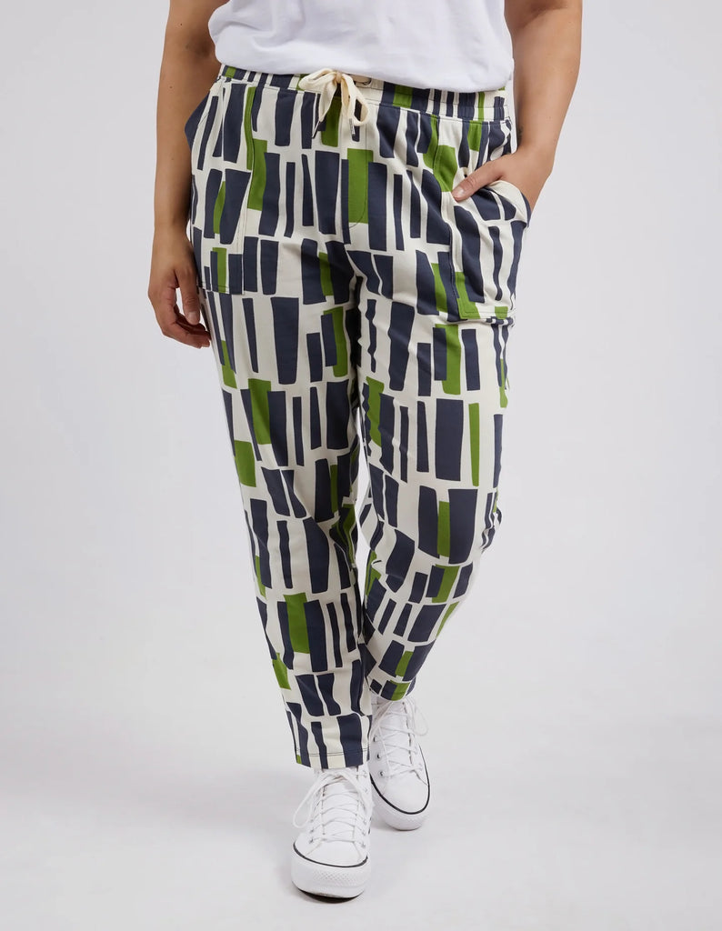 The Valley Geo Print Valley Lounge Pant by Elm is currently available at Rawspice Boutique.