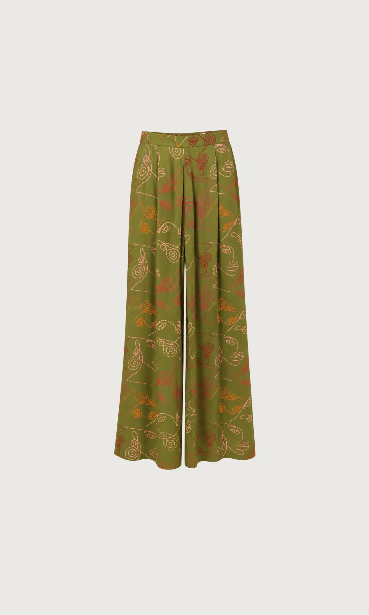Women's Verdant Wide-Leg Pants in fluid satin crepe, featuring a soft comfortable waist, elegant wide-leg silhouette and flowing Verdant print.