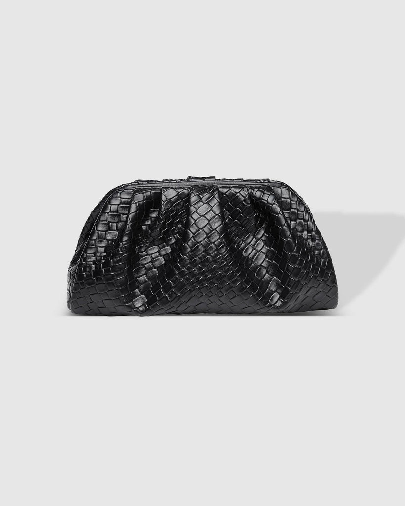 The Macy Woven Clutch by LOUENHIDE is currently available at Rawspice Boutique.