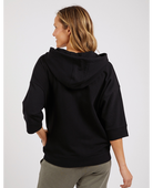 The Black Beachy Zip Hoodie by ELM is available at Rawspice Boutique.