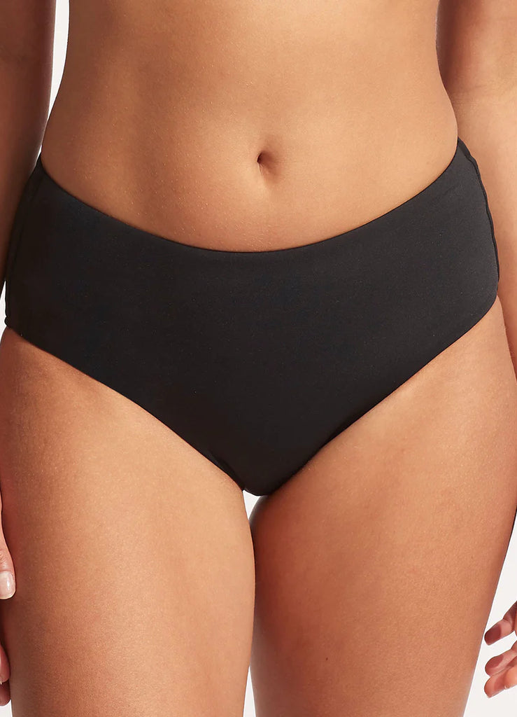 Wide Side Retro Pant - Black by Seafolly is available at Rawspice Boutique.