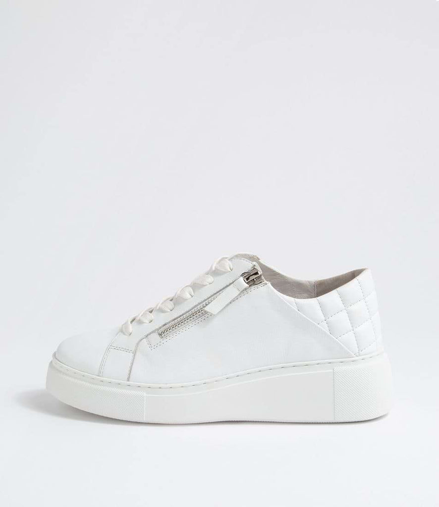 Yurke White Leather Sneakers by Django & Juliette are available at Rawspice Boutique 
