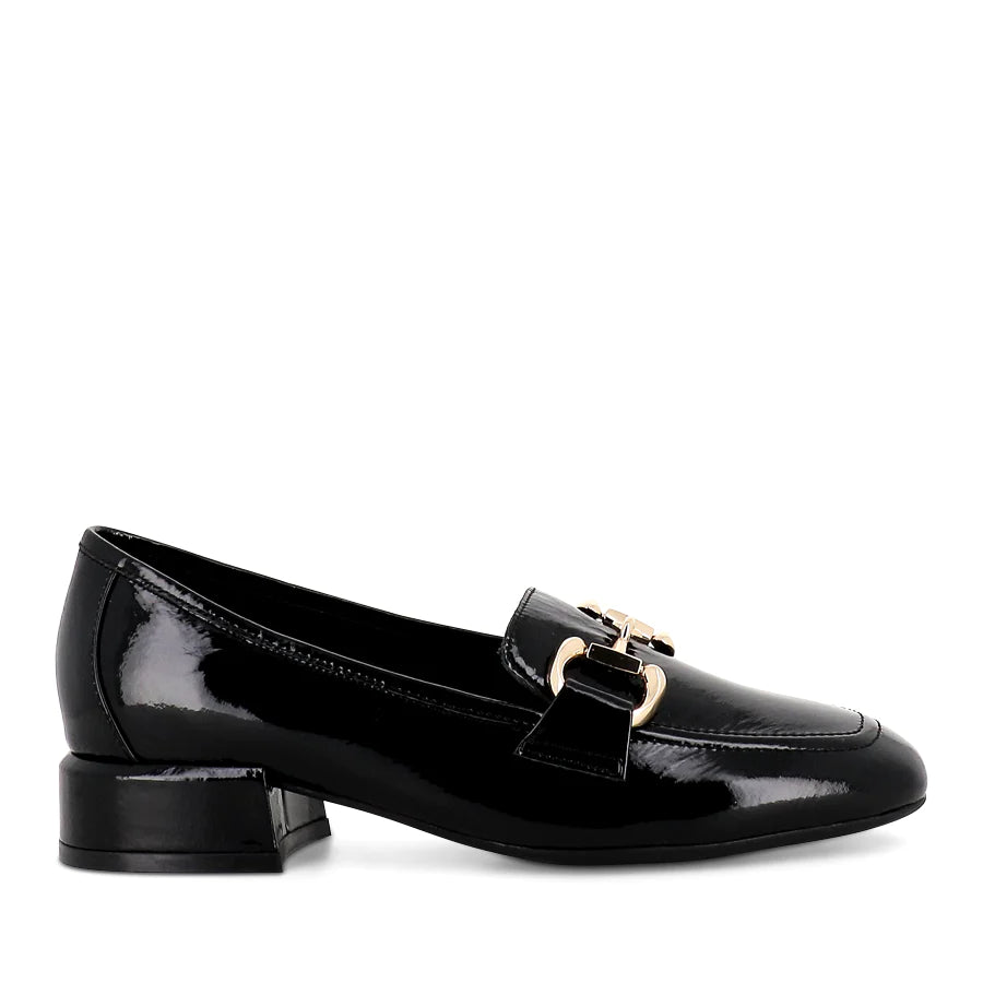 Velam Black Patent Leather Loafers by Django & Juliette are available at Rawspice Boutique. 