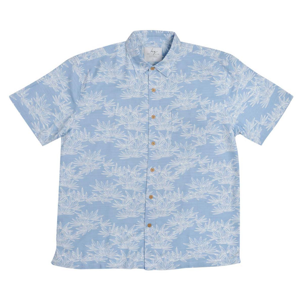 Men's Short Sleeve Bamboo Shirt - Leaf Blue by Kingston Grange is available at Rawspice Boutique.