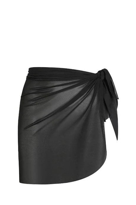 Black Mesh Long Tie Skirt by Capriosca is available at Rawspice Boutique.