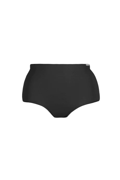 Black High-Waisted Bikini Bottoms by Capriosca is available at Rawspice Boutique.