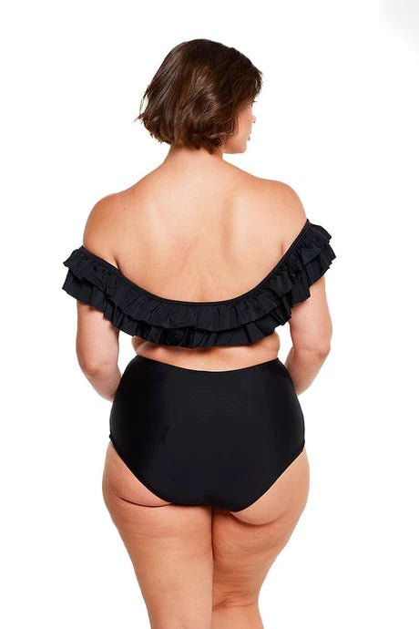 Black High-Waisted Bikini Bottoms by Capriosca is available at Rawspice Boutique.