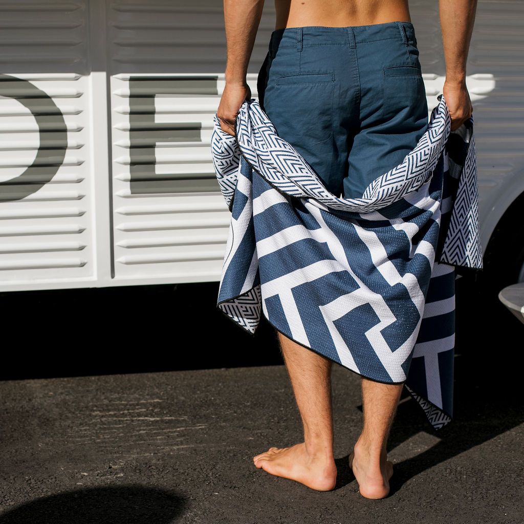 The Surfers Navy The Ultimate Beach Towel - by Sky Gazer currently available at Rawspice Boutique.