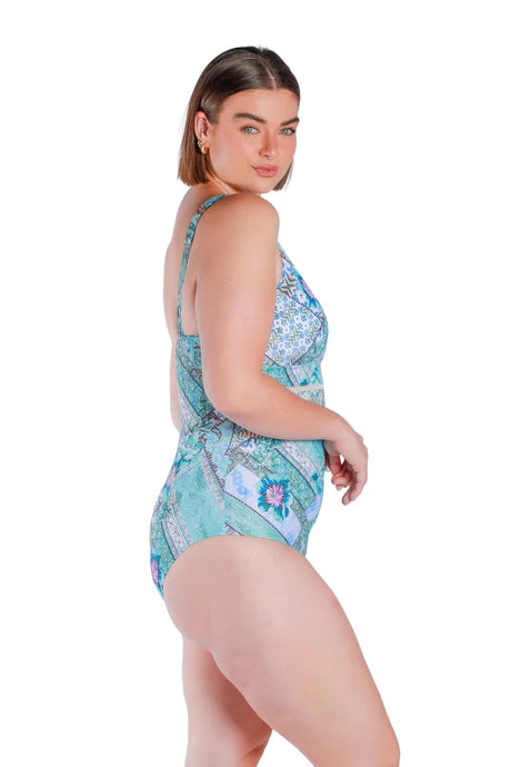 Whitehaven V Neck One Piece Swimsuit by Capriosca is available at Rawspice Boutique. 